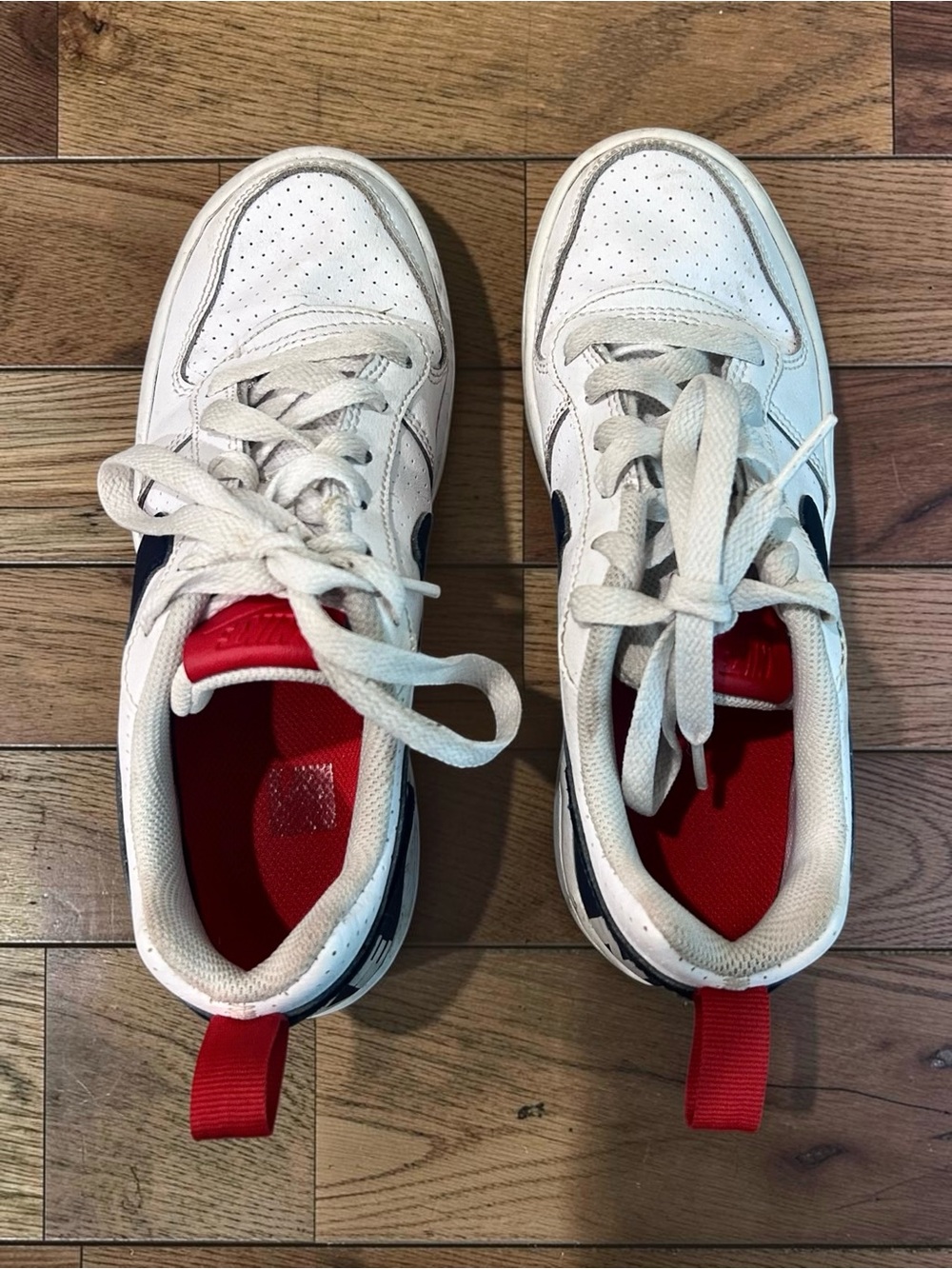 Nike Court Borough Low GS Kids 3.5Y White Navy Red Gum Sneakers 839985-105